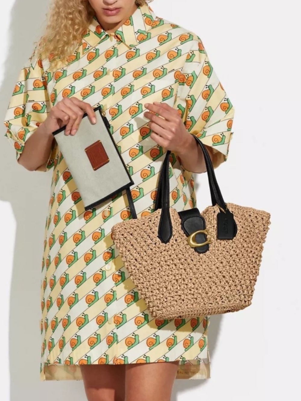 Coach Small Straw Tote With Wristlet - Picture 5 of 16